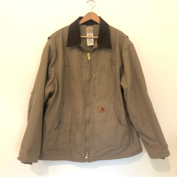 Carhartt Tan Duck Canvas Fleece Lined Heavy Duty Coat RN14806. Sz 2X TALL - Picture 1 of 16